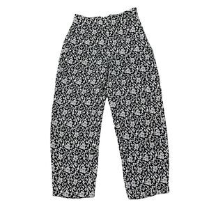 Talbots Size 6 Pure Silk Pants High Rise Straight Leg Women's Black White Lined